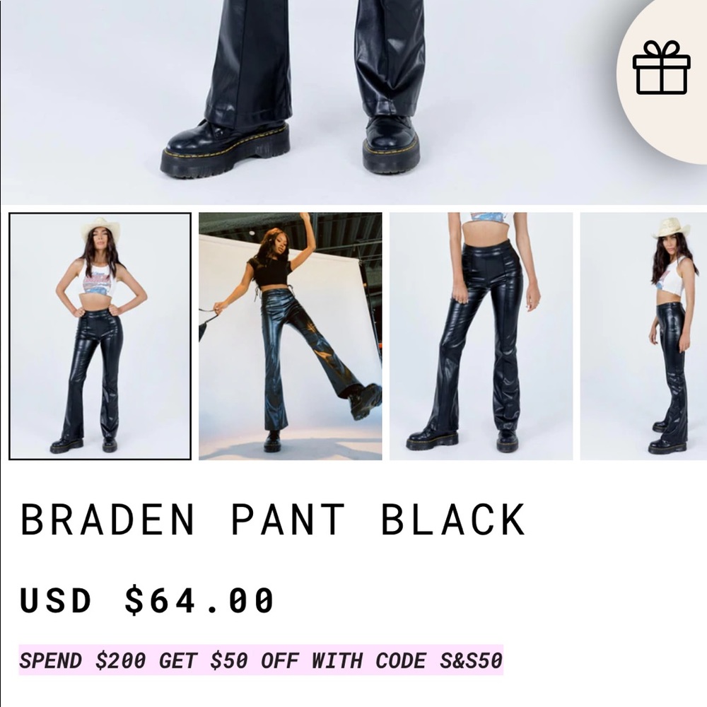 Princess Polly Black Leather Pant